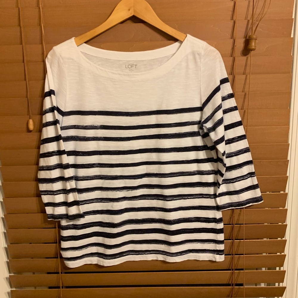 🔥Classic, nautical Ann Taylor LOFT shirt Size L